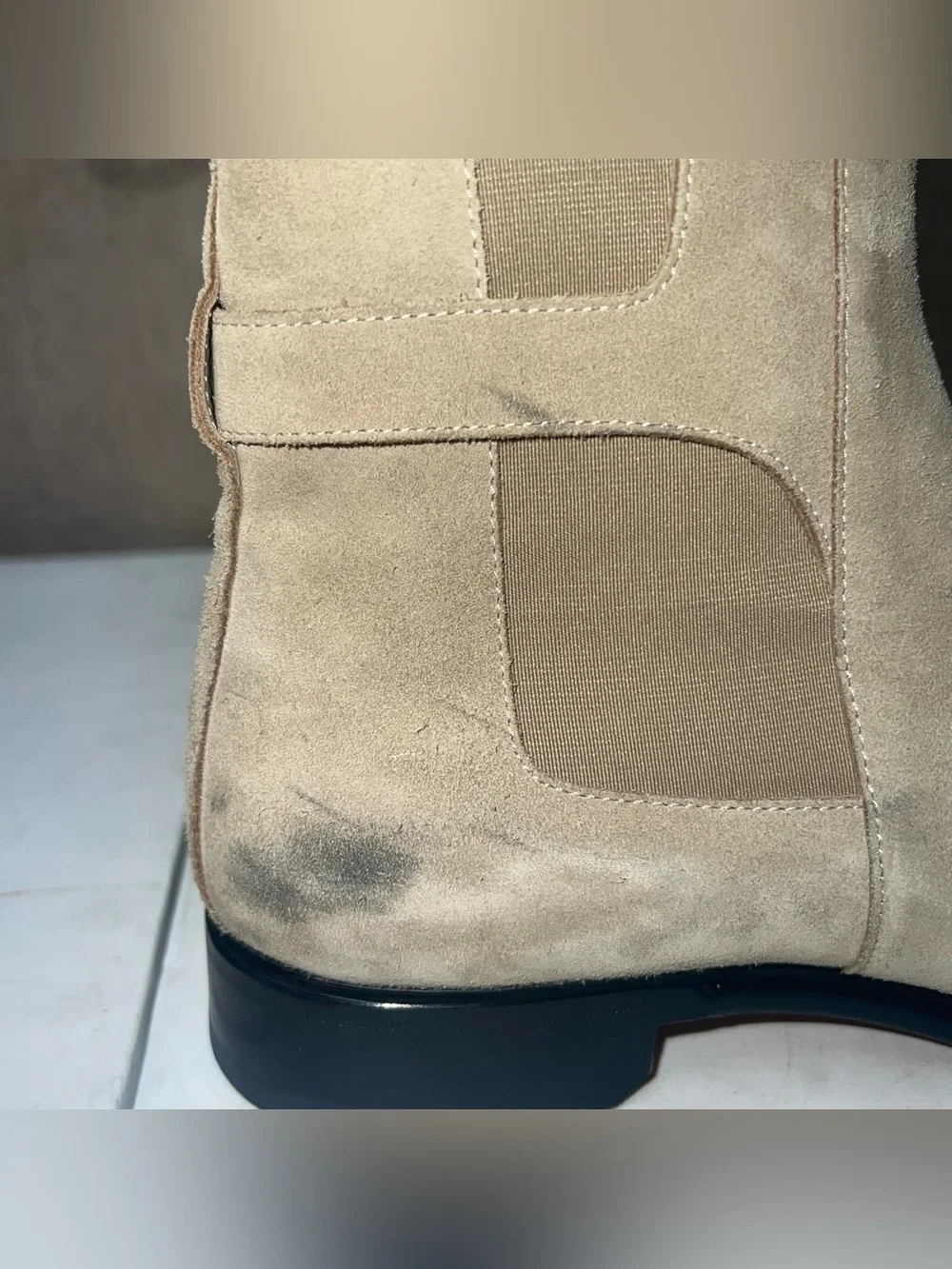 Hermes 2020 Berny Suede Boots Mens Size EU 44 Beige Made In Italy Chelsea